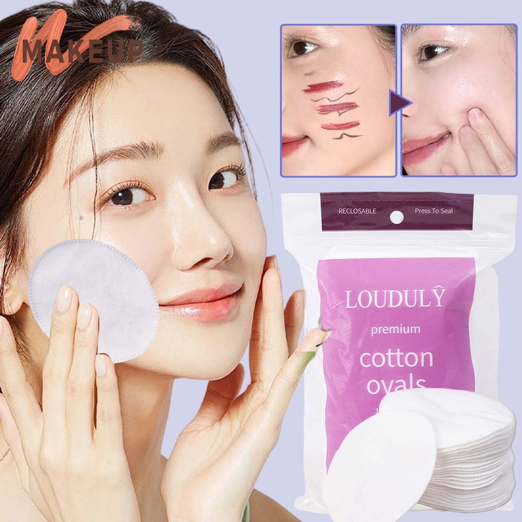 [MAKEUP]แผ่นสําลีรูปทรงวงรี | การออกแบบ 3 ชั้นสําหรับทําความสะอาดที่มีประสิทธิภาพ, 50 ชิ้น Soft & No