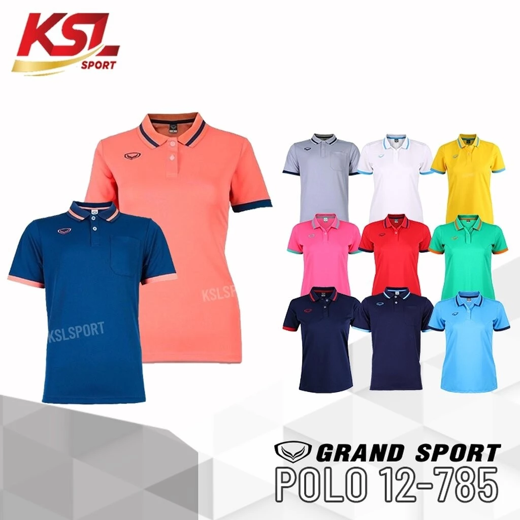 GRAND SPORT เสื้อโปโลผู้หญิง แกรนด์สปอร์ต คอปก รุ่น 12-785 สีฟ้า/ชมพู/กรมท่า/เหลือง/เขียว/ขาว/ม่วง