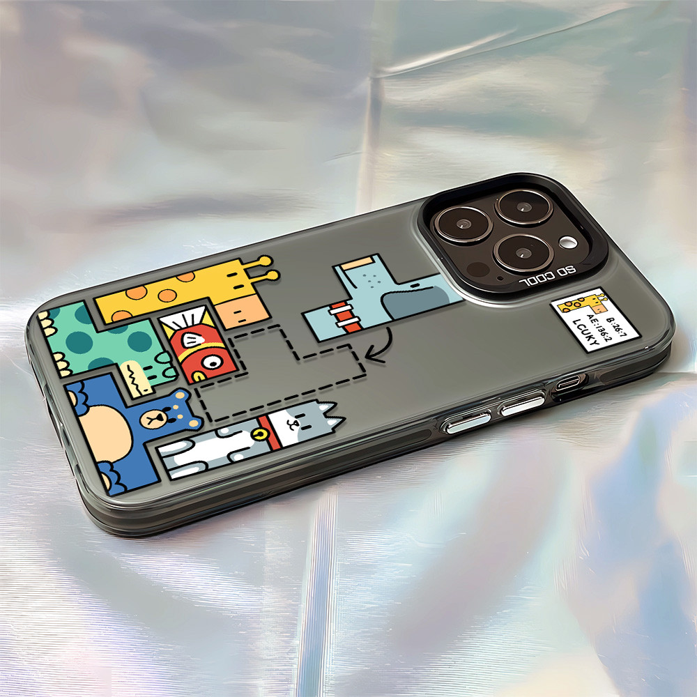 3 in1 สัตว์ Tetris สําหรับ Samsung A16 A73 A36 A56 A51 A52 A53 A54 A55 เคสโทรศัพท์ปลอก Matte Silver 