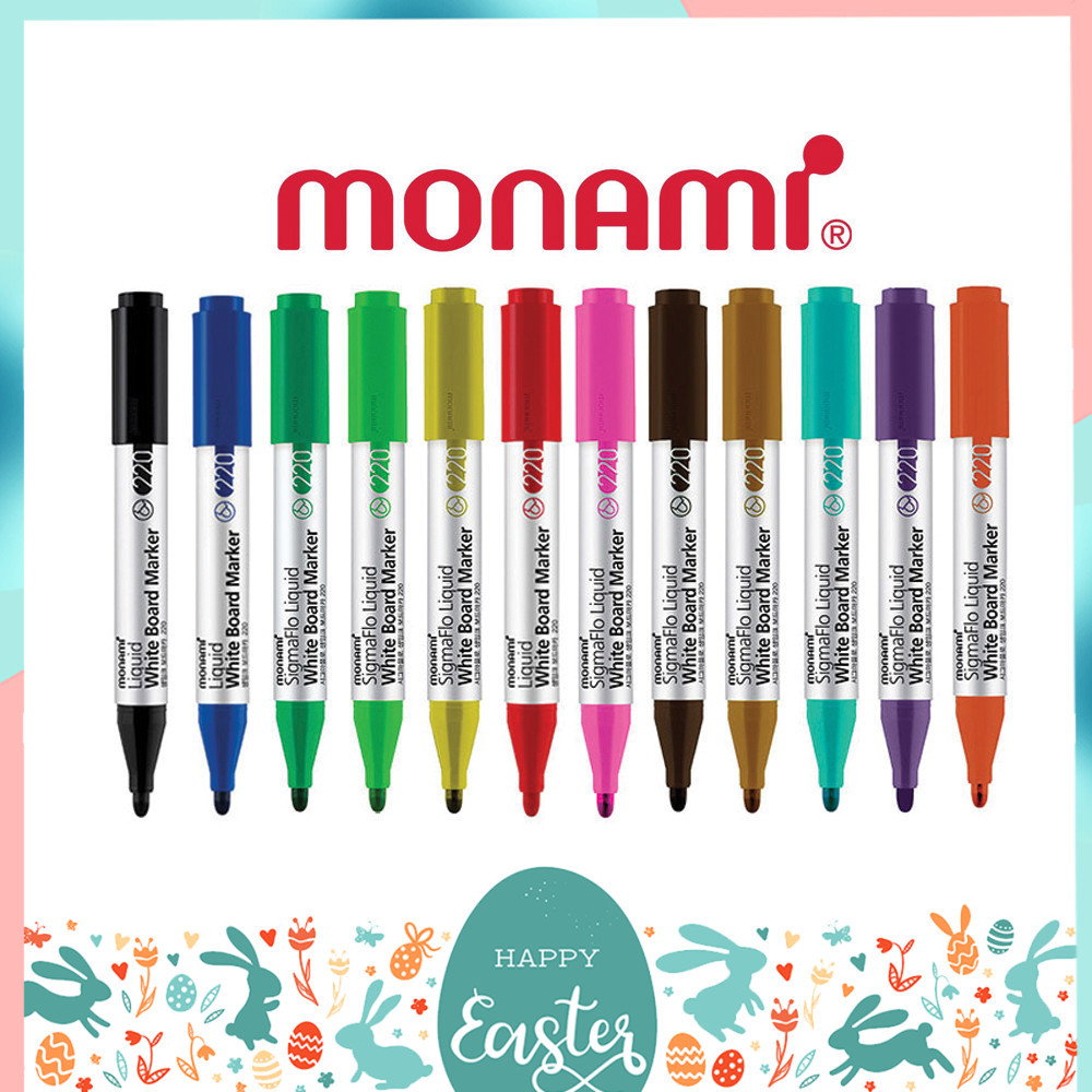 Monami Whiteboard ปากกาไวท์บอร์ด แบบลบได้ โมนามิ SigmaFlo Liquid Marker รุ่น 220 แบบหัวกลม และ แบบเซ็ต 4 แท่ง
