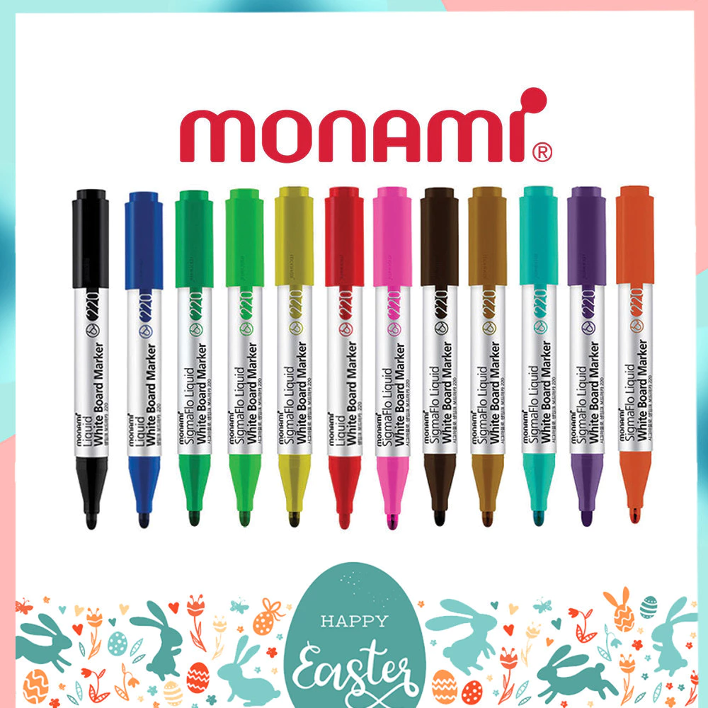 Monami Whiteboard ปากกาไวท์บอร์ด แบบลบได้ โมนามิ SigmaFlo Liquid Marker รุ่น 220 แบบหัวกลม และ แบบเซ็ต 4 แท่ง
