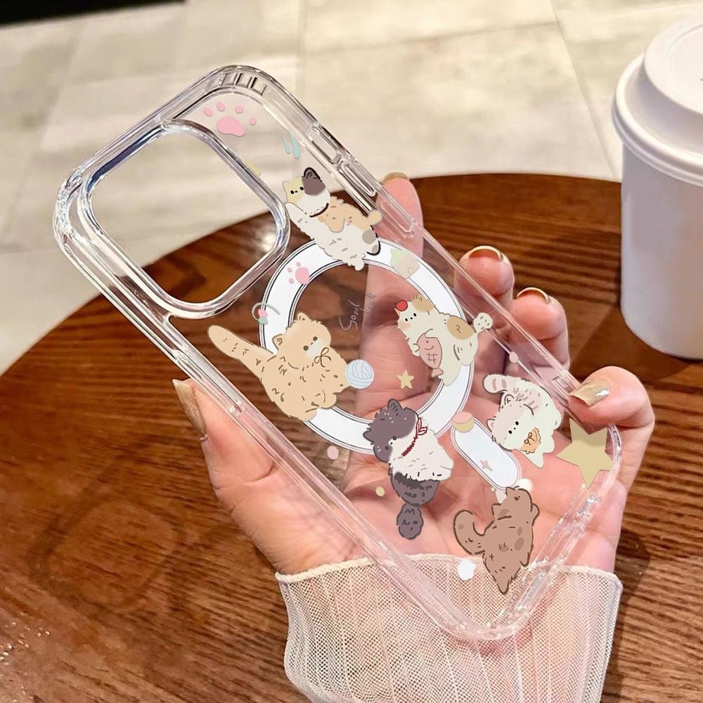 Magnetic เคส For Samsung A16 A35 A55 A56 A26 A15 A36 A54 A06 S25 Ultra A07 A37 A57 A17 Animal S23 S24 FE S26 Edge ปกใส – โปรปัง