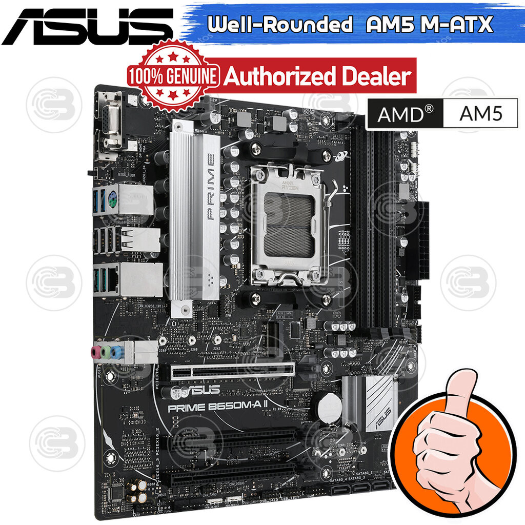 [CoolBlasterThai] ASUS MAINBOARD PRIME B650M-A II AMD SOCKET AM5 DDR5 MICRO-ATX ประกัน 3 ปี