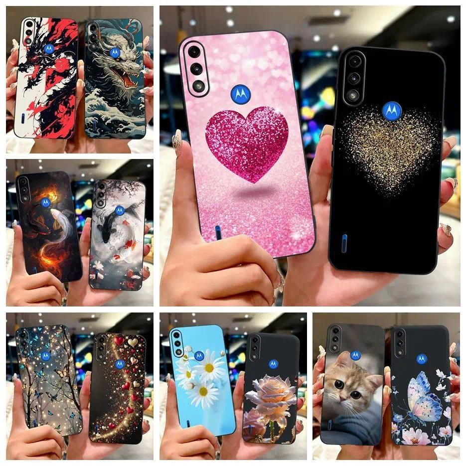 สําหรับ Motorola Moto E7i Power Case E7Power น่ารัก Love Heart ทาสีฝาครอบซิลิโคนอ่อนนุ่มสําหรับ Moto