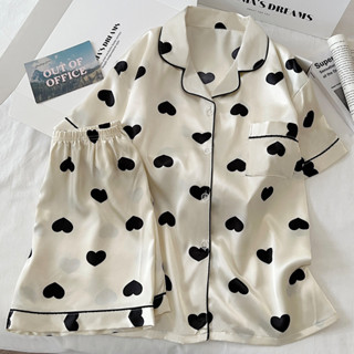 ชุดนอนแขนสั้นสองชิ้นสำหรับผู้หญิง กางเกงขาสั้นและเสื้อคาร์ดิ…