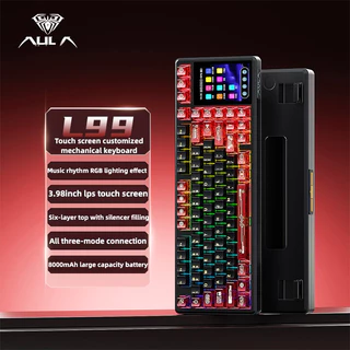 AULA L99 คีย์บอร์ดไร้สาย Tri-mode ที่กําหนดเอง Hot-swap สมาร์ทหน้าจอจอแสดงผลเกม E-sports Office Fps