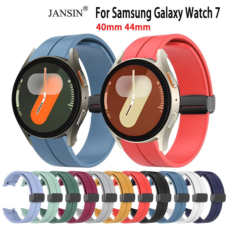 สายซิลิโคนหัวเข็มขัดแม่เหล็กสําหรับ Samsung Galaxy Watch 7 สายซิลิโคน Galaxy Watch7 40 มม.44 มม.
