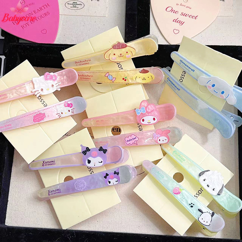 Byce> 2PCS Sanrio อะนิเมะ Kuromi กิ๊บติดผม My Melody น่ารักการ์ตูน Pochacco Pompompurin แฟชั่น Cinnamoroll Kawaii อะคริลิค Duckbill คลิปใหม่