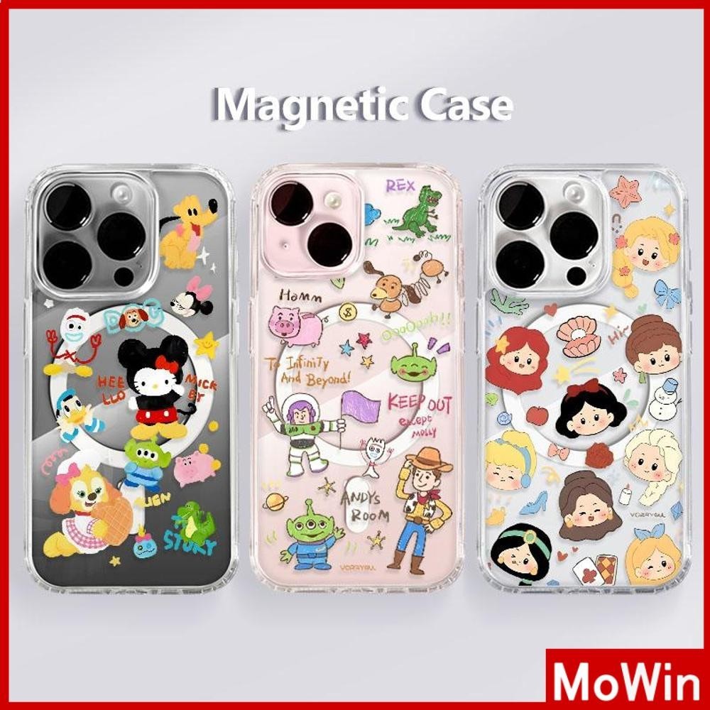 Mowin - สำหรับ iPhone 15 PRO MAX เคส iPhone 11 เสริมสร้างแม่เหล็กอะคริลิคใสกระดานแข็ง TPU กรอบนุ่มกันกระแทก เจ้าหญิงและของเล่น Compatible With iPhone 14 13 12 Pro Max 11 XR XS Max 7 8Plus