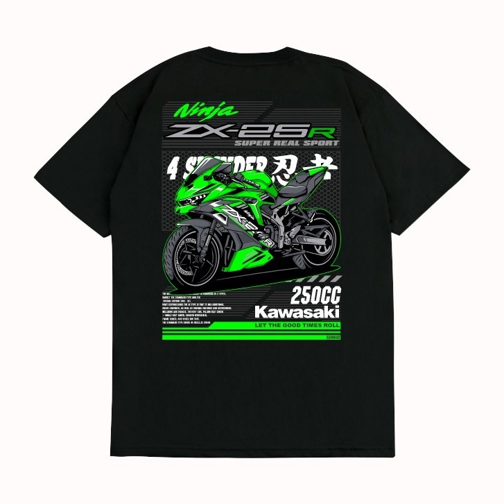 Karimake Kawasaki Ninja ZX-25R Racing T-Shirt Auto แฟชั่น ชุดปกติ ไซส์ใหญ่ การ์ตูน น่ารัก