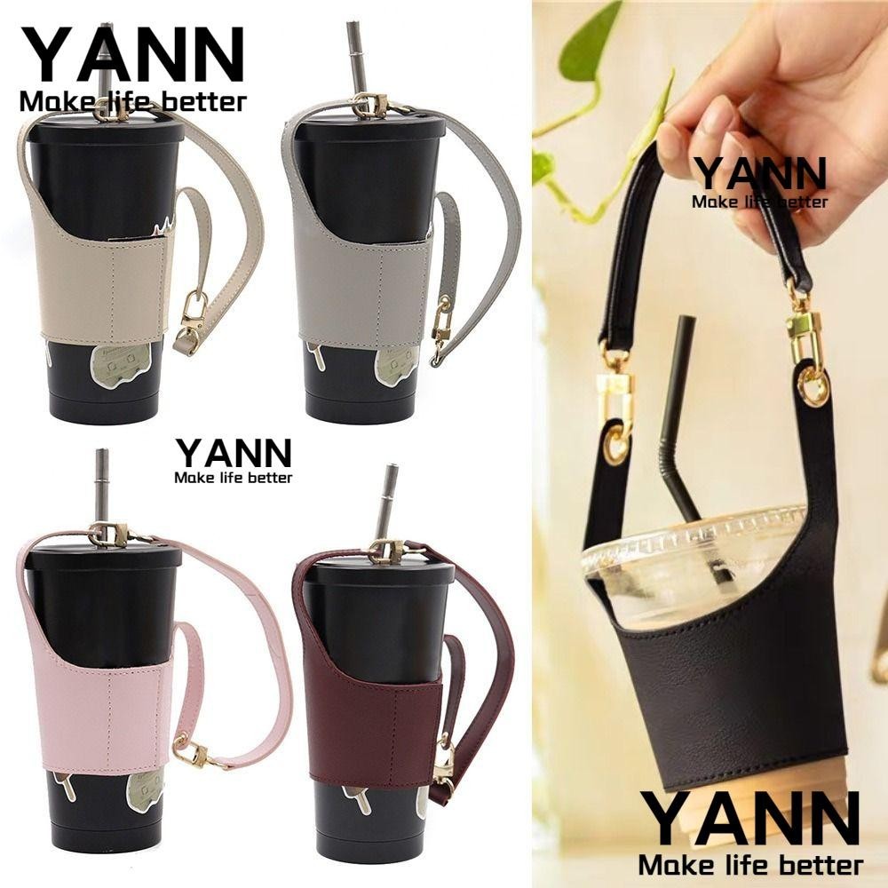 ยัน1 ที่ใส่ขวดน้ํา,ปลอกถ้วยกาแฟหนัง ปู่ แบบปรับได้,อุปกรณ์เดินทางแบบพกพากลางแจ้งที่วางแก้วกระเป๋า