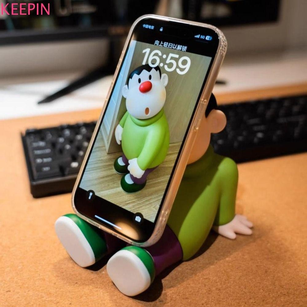 Keepin ไขมัน|ที่วางโทรศัพท์, ขาตั้งโทรศัพท์มือถือโมเดลฟิกเกอร์ Crayon Shin-chan, ไขมันของฟิกเกอร์ Shin-chan|ตุ๊กตาพีวีซีตกแต่งโต๊ะวงเล็บโทรศัพท์มือถือสก์ท็อปเครื่องประดับ