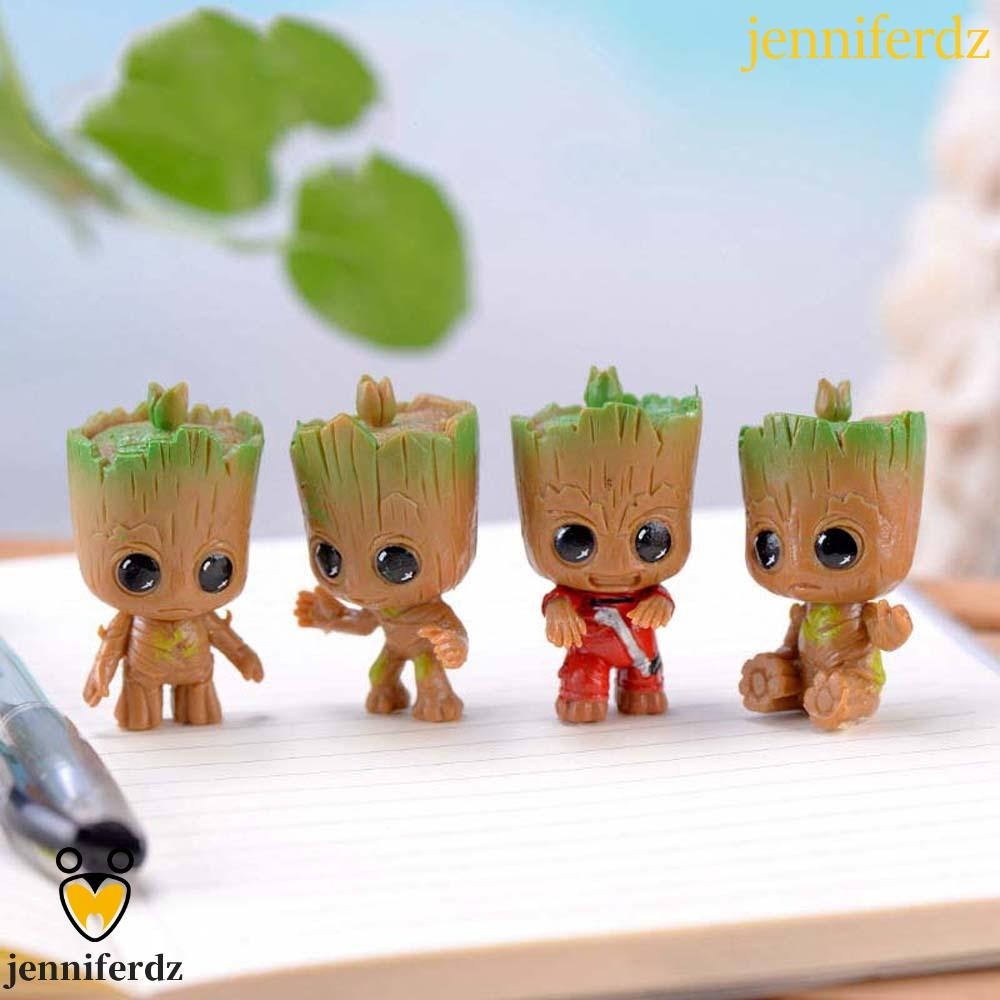 Jenniferdz ฟิกเกอร์ Groot Tree Man Groot ขนาดมินิของเล่นสําหรับเด็ก 4ชิ้น/ชุด