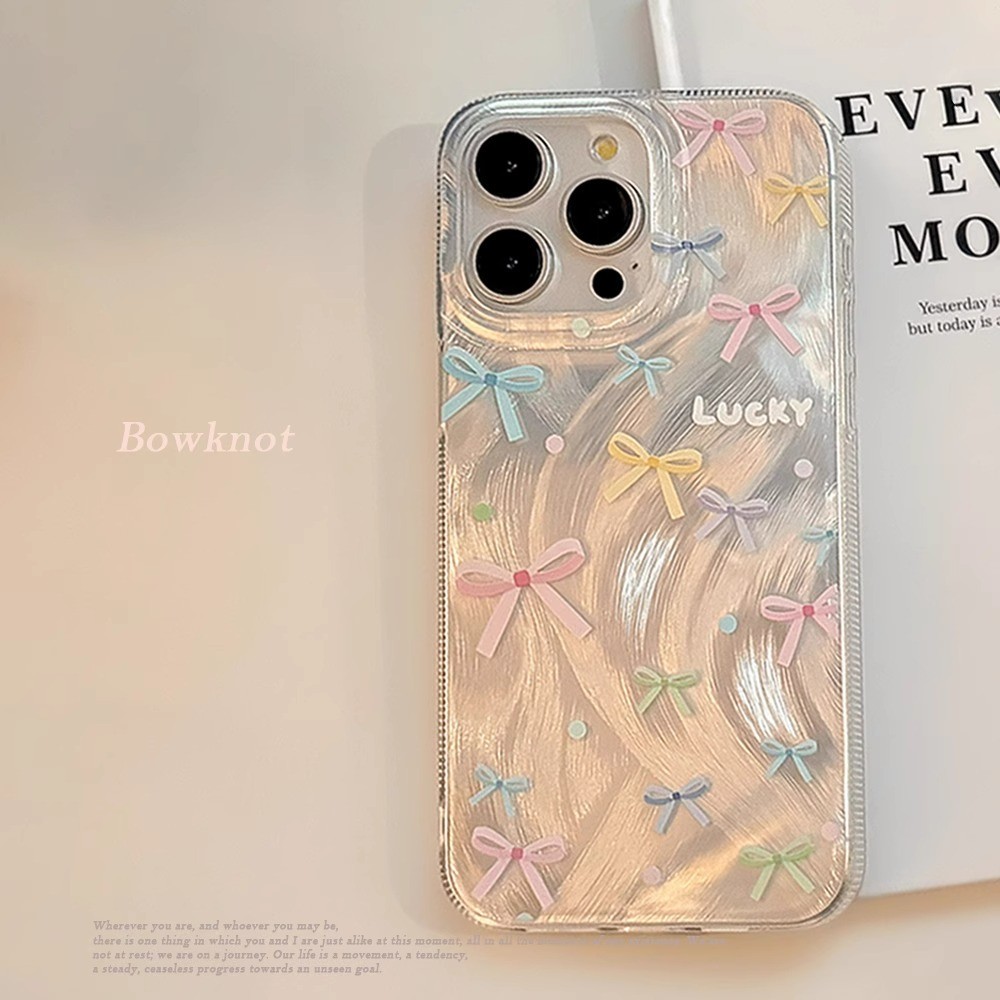 สีสัน Bow Tie สําหรับ IPhone 12Promax 11 12 13Mini 14 15Plus 11 Pro Max X XS XR XS Max 7 8 Plus SE2020 6Plus เคสโทรศัพท์สาวผู้หญิงเพื่อน