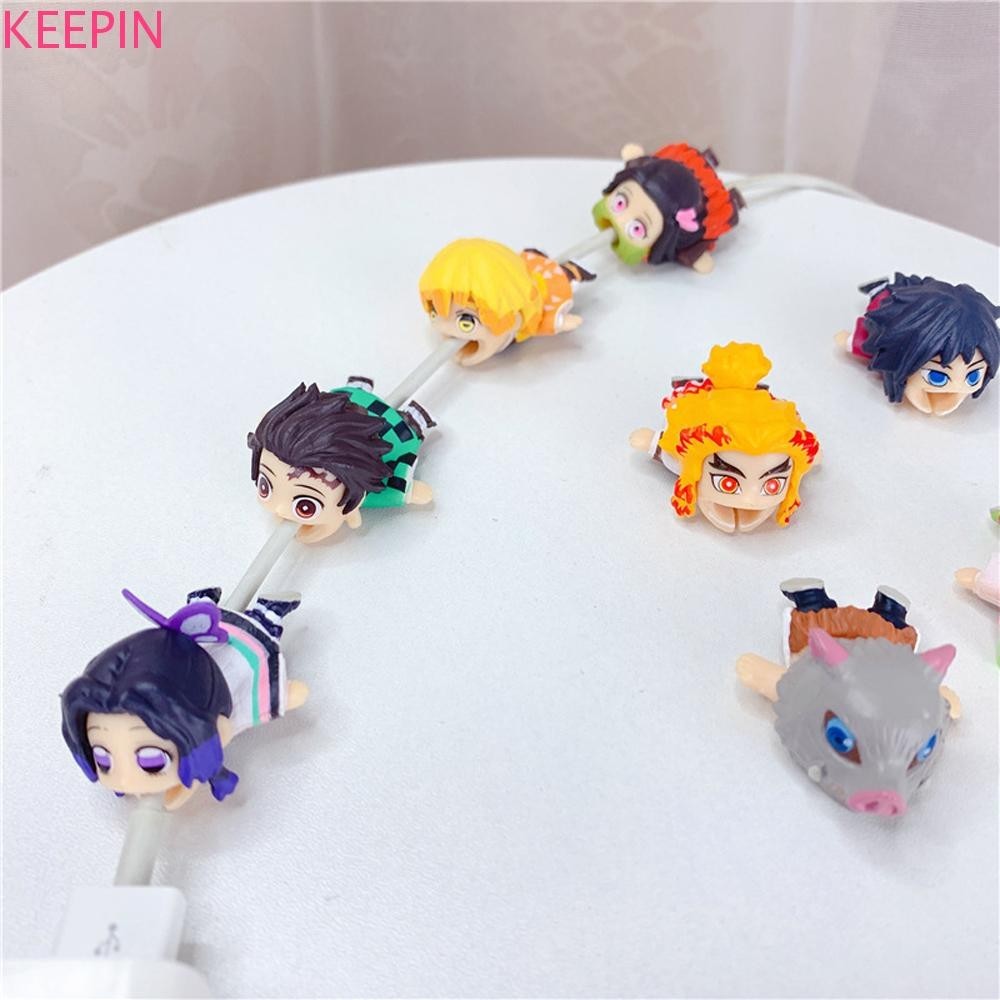 Keepin ตัวป้องกันสายเคเบิลโทรศัพท์มือถืออะนิเมะ Kimetsu ไม่มี Yaiba Kamado Tanjirou Kamado Nezuko ตัวป้องกันสายไฟ