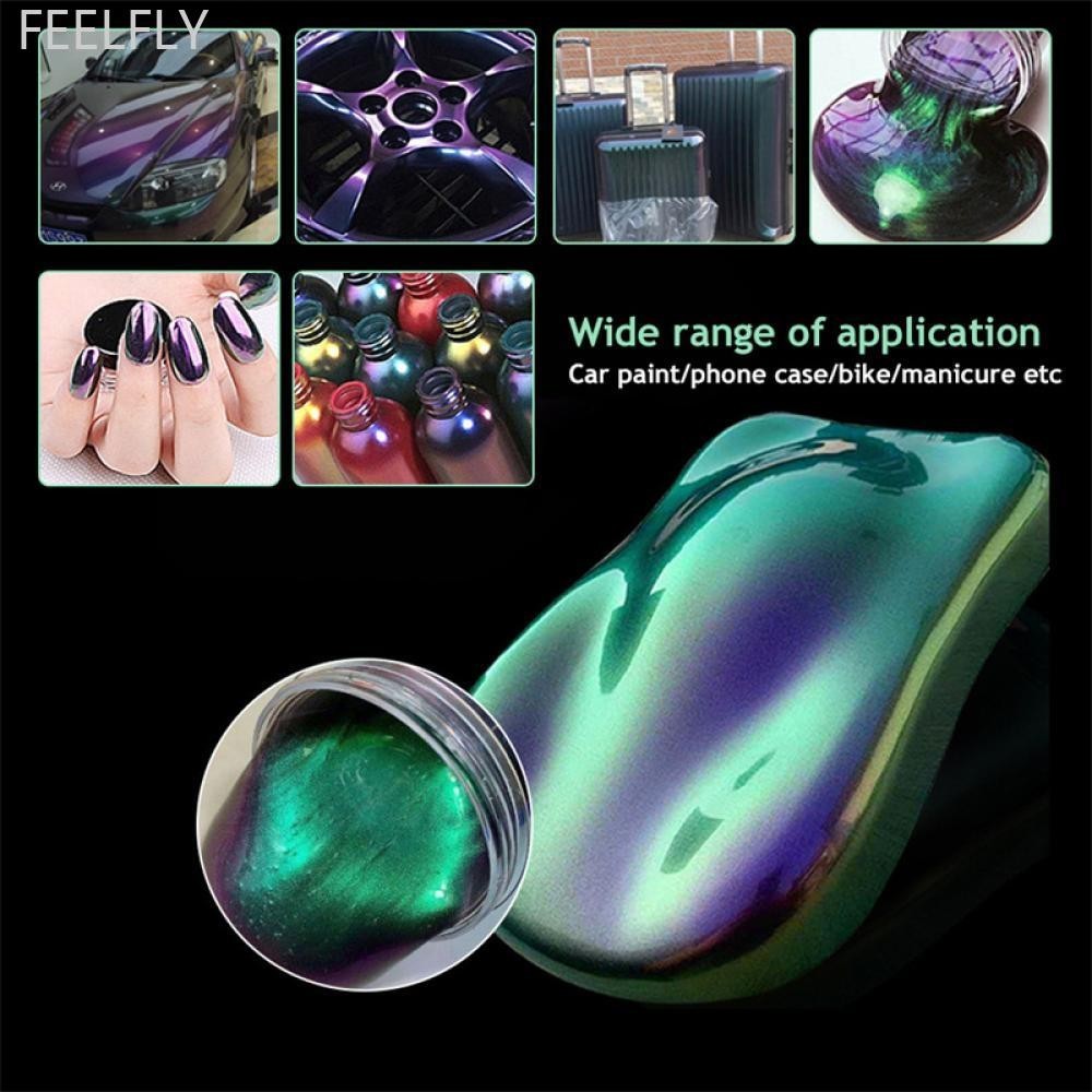 Feelfly 10g รถ Chameleon Pigment Powder เปลี่ยนสี Pigment ตกแต่งรถ Pearlescent Pigment Powder O9U5