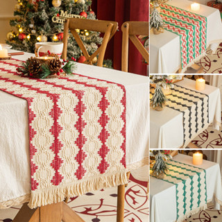 ผ้าปูโต๊ะ อเมริกันสไตล์พระผ้าฝ้ายและผ้าลินินพู่ผ้าปูโต๊ะยาวเ…