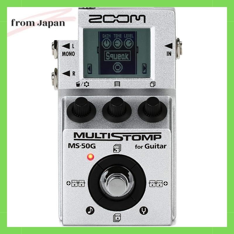 Zoom Multi-Stomp Guitar Effects Pedal Single Stompbox ขนาด 100 จูนเนอร์ในตัว MS-50G, สีเงิน, 6 ซม., 