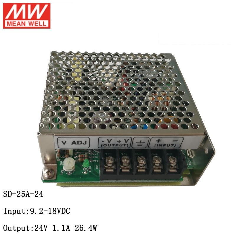 ✪MEAN WELL SD-25A-24 9.2~18V DC to 24V DC 25W DC-DC Converter Switching Power Supply 12V to 24V 1.1A