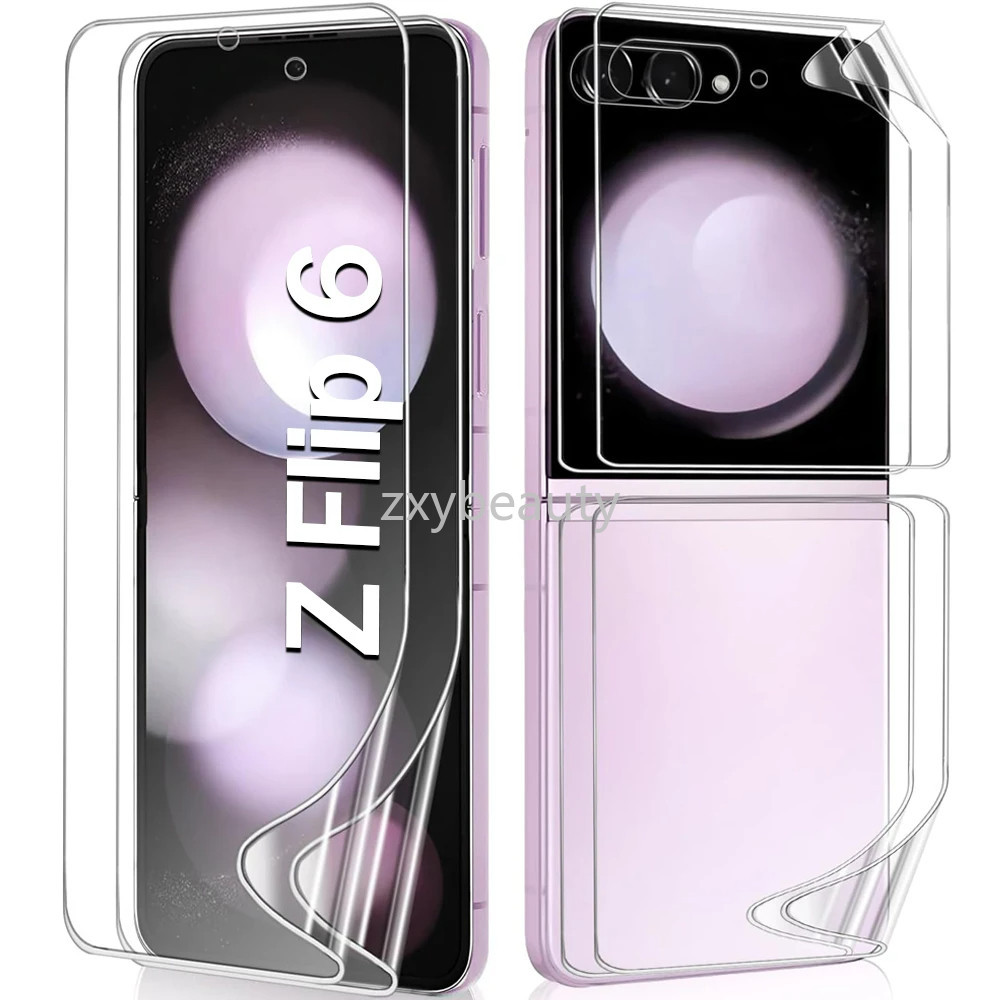 SAMSUNG ฟิล์มไฮโดรเจลนุ่มสําหรับSamsung Galaxy Z Flip 8 7 6 5 5Gด้านหน้ากลับฟิล์มสําหรับFlip8 ZFlip5 Flip6 Flip5 Flip7 FE 7FE ZFlip7 Filpคลุมทั้งหมดป้องกันหน้าจอภายในป้องกันฟิล์ม