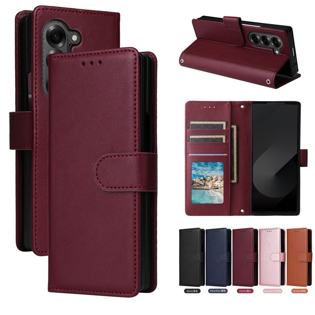 สําหรับ Samsung Z Fold 7 6 5 4 เคสโทรศัพท์กระเป๋าสตางค์หนังแม่เหล็ก Galaxy Fold7 Flip Casing Card Ho