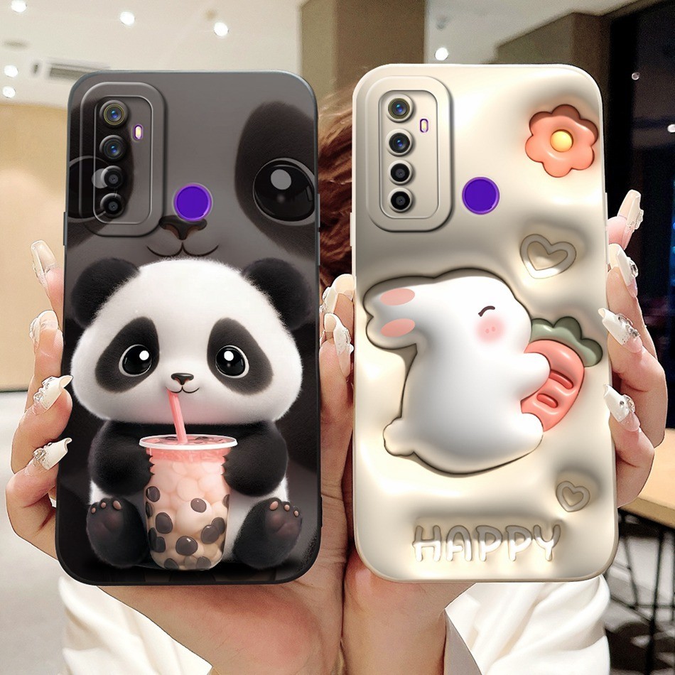สําหรับrealme 5 5i 5s 6i 5 Proเลนส์ป้องกันกรณีRealme5 5Proน่ารักPandaกระต่ายการ์ตูนซิลิโคนอ่อนนุ่มTPUเคสโทรศัพท์