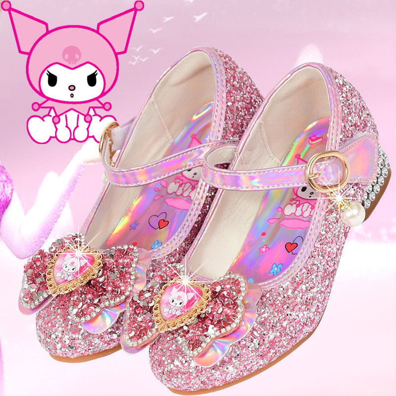 เด็กรองเท้ารองเท้าส้นสูงสาวคุโรมิเจ้าหญิงคริสตัลนุ่ม พื้นรองเท้า หนังคริสต์มาสฮาโลวีนพรรครองเท้า