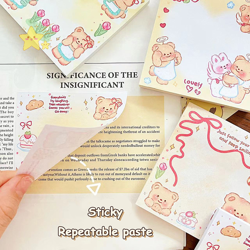 [JBTH] 50sheepts/book การ์ตูนเนยหมี Sticky Note Self-Adhesive Tearable Note Pad Memoranda เครื่องเขียนอุปกรณ์สํานักงานโรงเรียน [JB] - รูปที่ 4