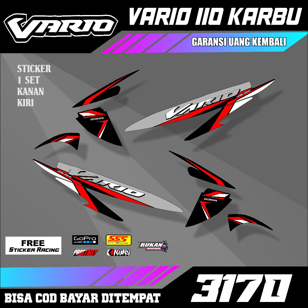 Striping VARIO 110 KARBU CODE M3170 SETTING STICKER MOTORCYCLE VARIATIONS VARIO 110 KARBU