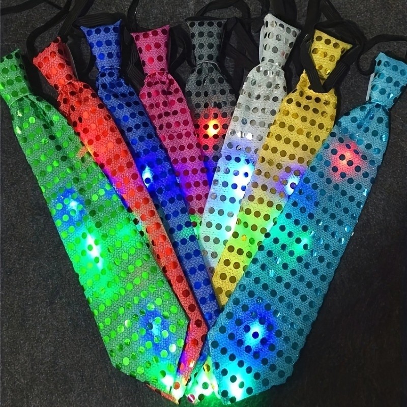 สีสัน LED แฟลช Glitter เลื่อม Tie สําหรับชาย Unisex Luminous Bow Tie Night ฮาโลวีน Christmas Party Props