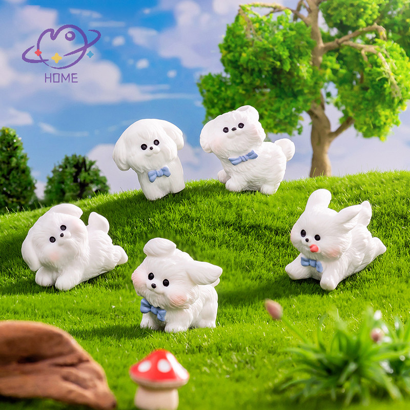 [mayhome] Mini Running Little White Dog เครื่องประดับการ์ตูนลูกสุนัข Micro Landscape Model Dollhouse Miniature ตกแต่งรถภายใน {TH}
