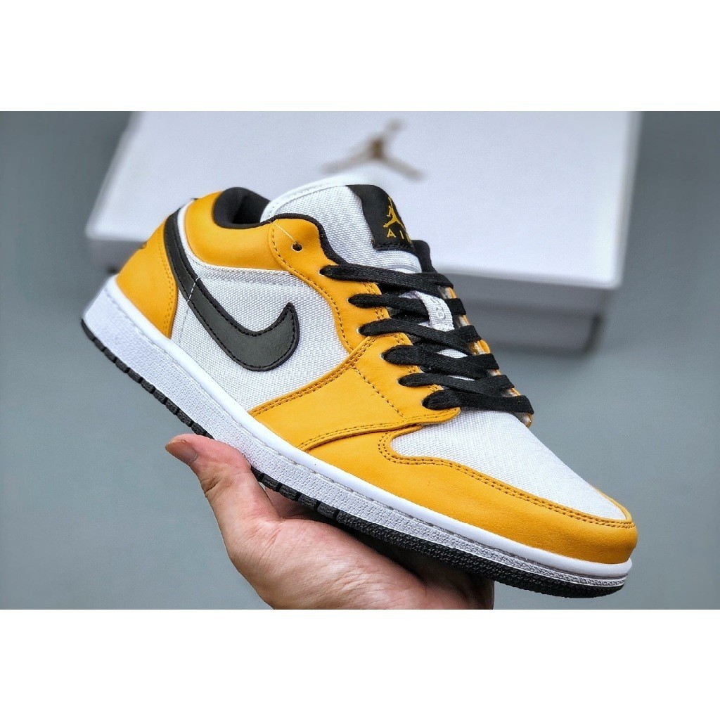 Original Air Jordan 1 AJ1 Low Laser Orange Skateboard Shoes Men and Women พร้อมกล่องและถุงกระดาษ