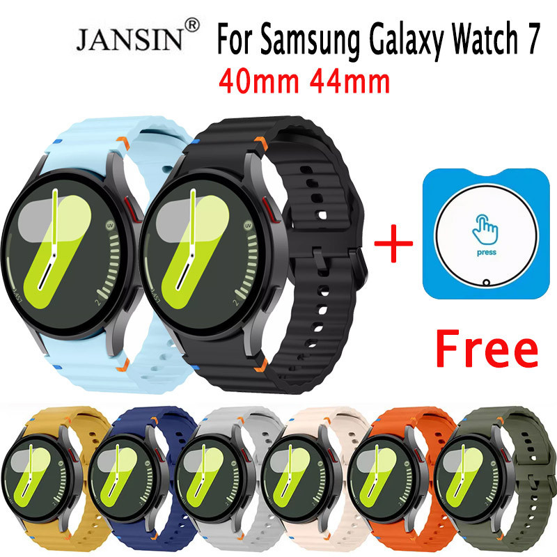 Wave Strap + ฟิล์มกระจกสําหรับ Samsung Galaxy Watch 7 Bracelet Sport NO Gap สายรัดข้อมือซิลิโคนสมาร์ทวอทช์สําหรับ Galaxy Watch7