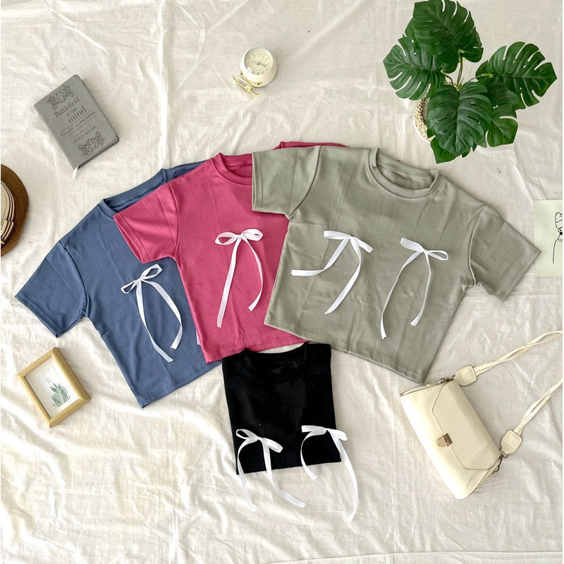 ZETERINDO - CHLOE TOP PITA / RIBBON TOP / LATEST WOMENS CROP TOP เสื้อยืด / LADY CROP TOP PITA COQUE