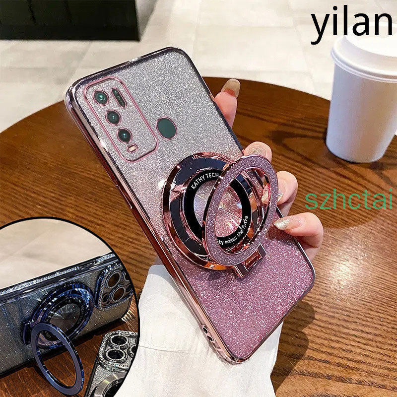 เคส Vivo Y50 Y30 Y30i Y20 Y12S Y20S Y17 Y15 Y12 Y11 Y81 Y19 Y95 Y93 Y91 Y91i Y91C Y1S แหวนแม่เหล็กยึดปลอก เคสโทรศัพท์ขาตั้งพับพร้อมเลนส์ป้องกันการตกครอบคลุมเต็มรูปแบบ
