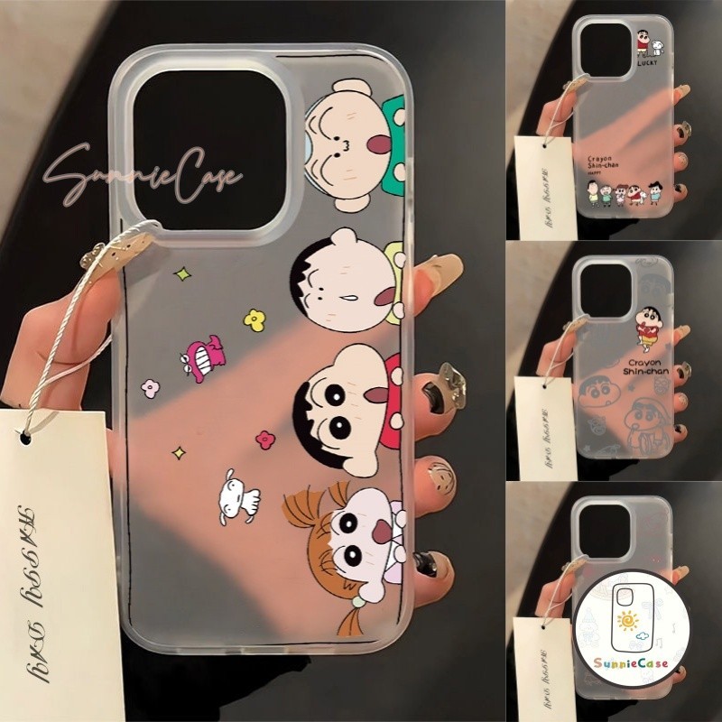 การ์ตูนดูเดิลเจ๋ง ๆ เคส ชินจัง เคสไอโฟน IPhone 13 14 15 11 12 Pro Max XS X XR MAX 7Plus 15 8 14 7 Plus SE แฟชั่นกรณี