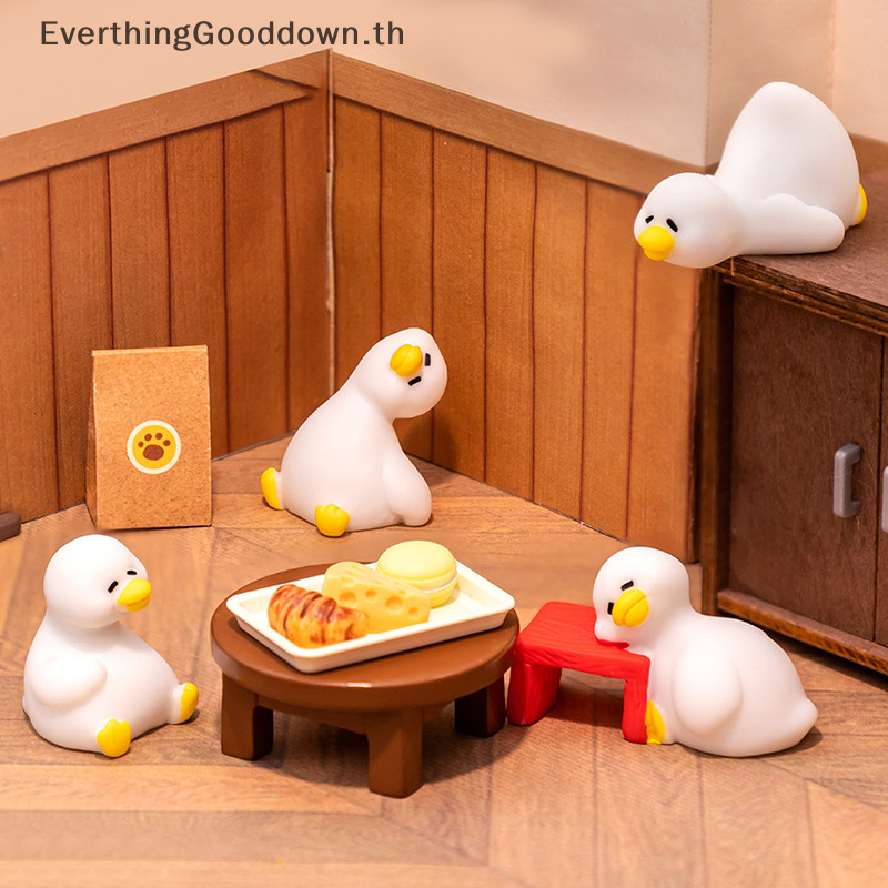 Ever Miniatures ตุ๊กตาเป็ดสีขาวน่ารักสัตว์ Micro ภูมิทัศน์เครื่องประดับสําหรับตกแต่งโต๊ะหน้าแรกอุปกรณ์ทําสวน TH