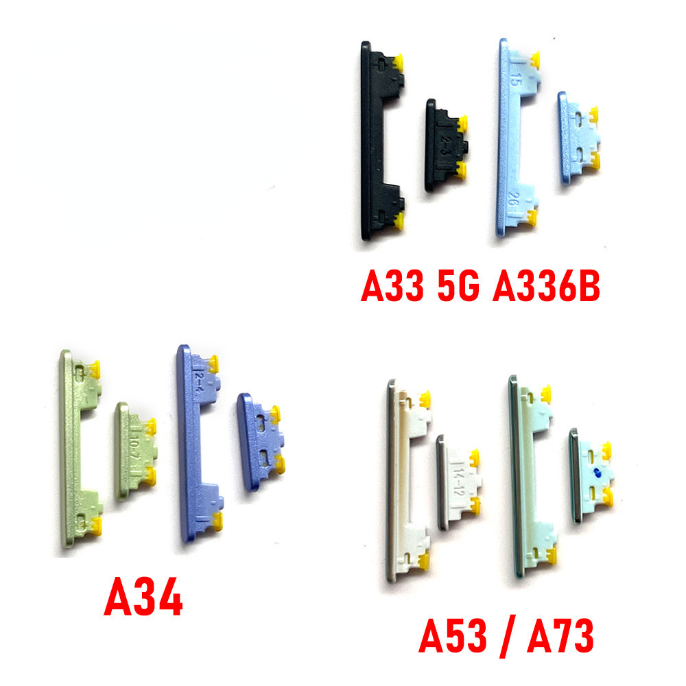 ใหม่ด้านข้างปุ่ม Power และ Volume ปุ่มซ่อมเปลี่ยนสําหรับ Samsung A33 5G A336B A34 A53 A73