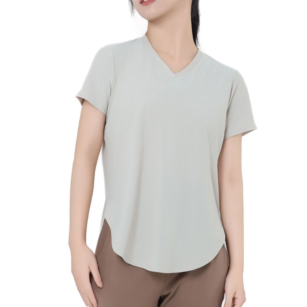 เสื้อออกกำลังกายผู้หญิงไซส์ใหญ่ คอวี แขนสั้น สำหรับวิ่งและโยคะ 4XL thumbnail 4