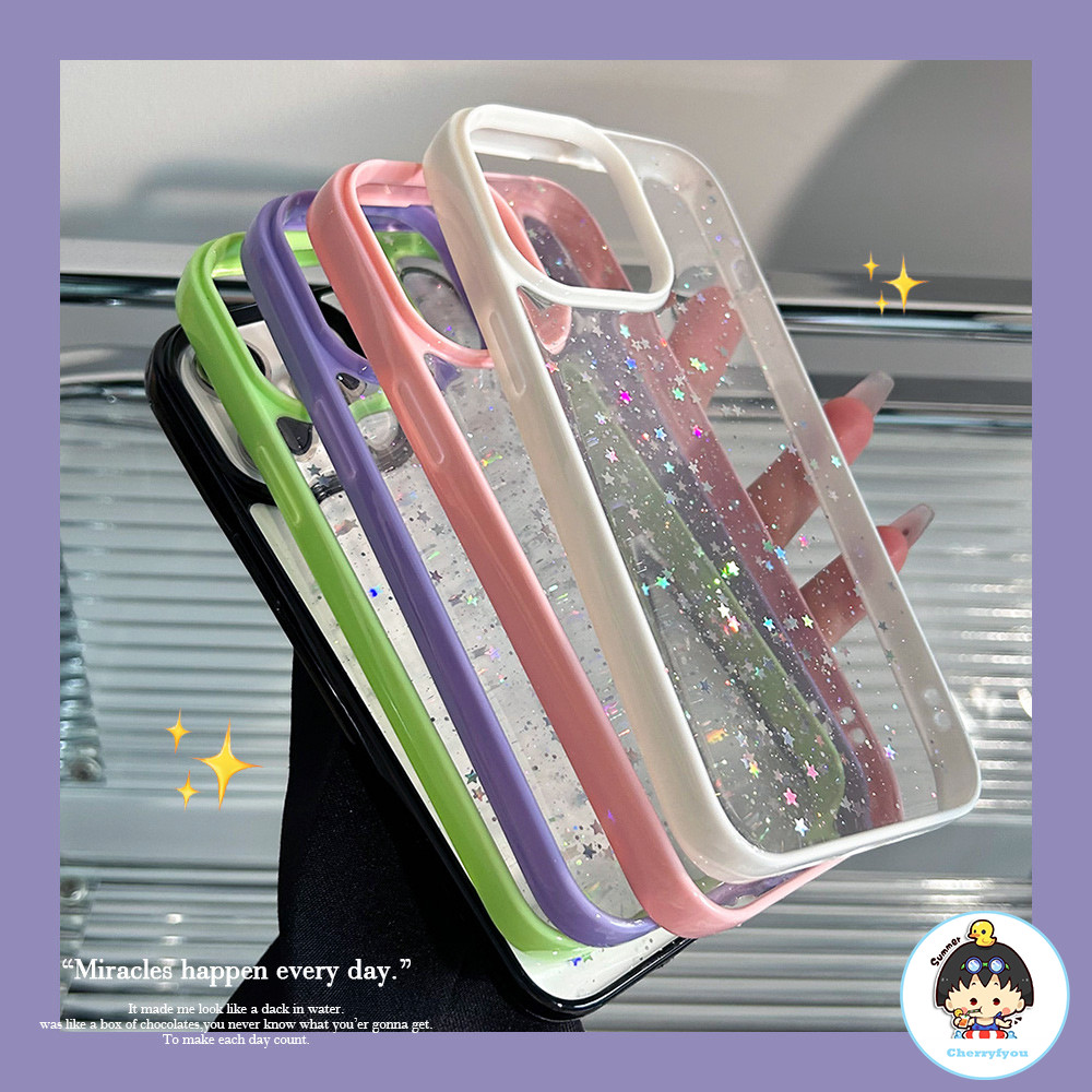 Insสีstar Glitterโปร่งใสเคสโทรศัพท์สําหรับIPhone 11 15 14 13 12 Pro Max X XR 8 7 Plusสกปรกกันกระแทกนุ่มTPUปกหลัง