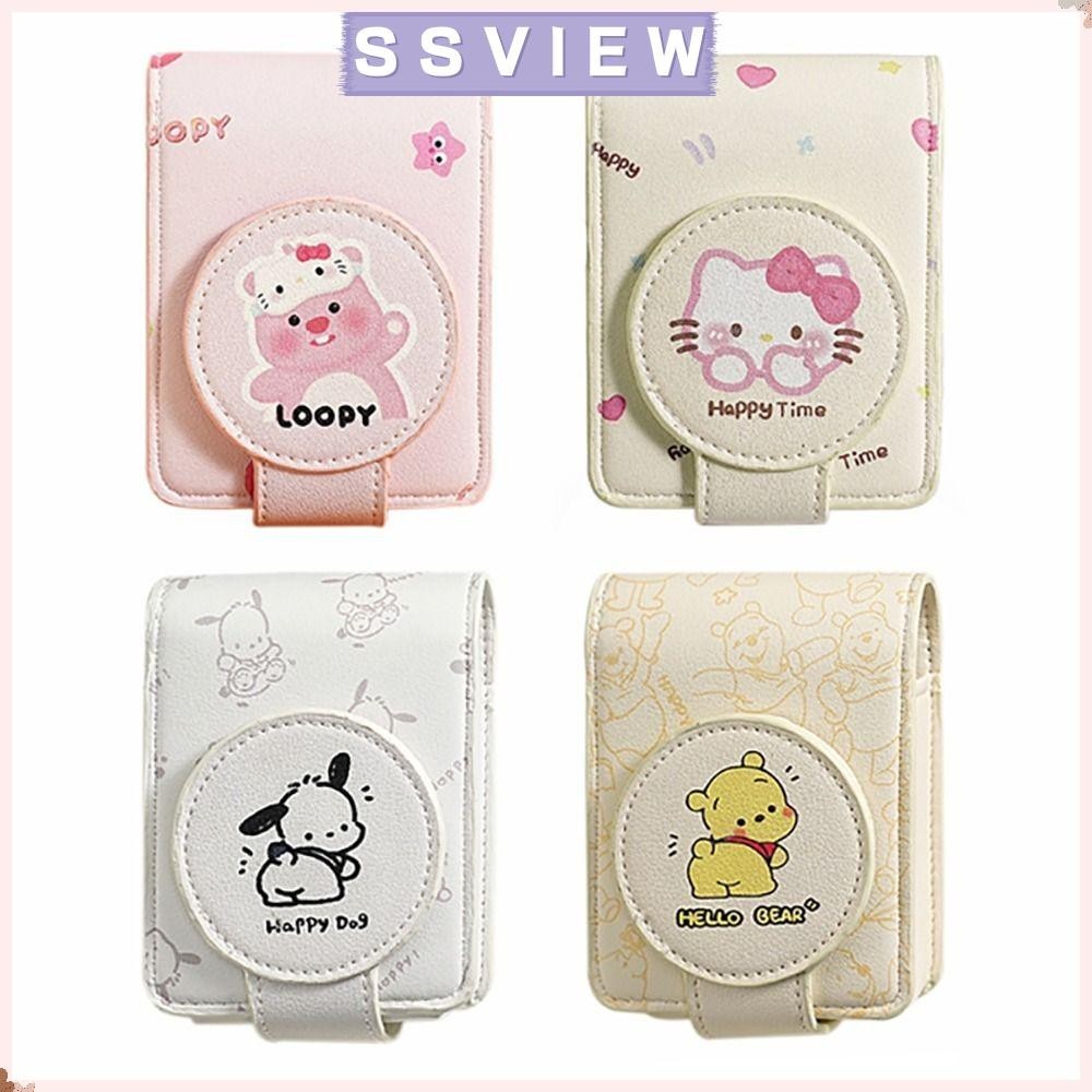 Stillsaview กระเป๋าลิปสติก, การ์ตูน PU หนังลิปสติกฝาครอบป้องกัน, ทนทาน Loopy//Kitty/Pochacco/Winnie Mini พร้อมกระจกลิปสติก Organizer