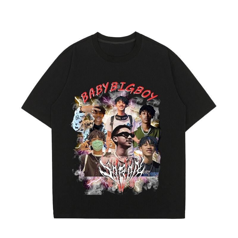 เสื้อยืดคอกลมแขนสั้นพิมพ์ลาย สำหรับผู้ชายและผู้หญิง แฟชั่นฤดูร้อนยอดนิยมสบาย ๆ พิมพ์ผู้ชายบางพอดีแขนสั้นรอบคอสีดำ