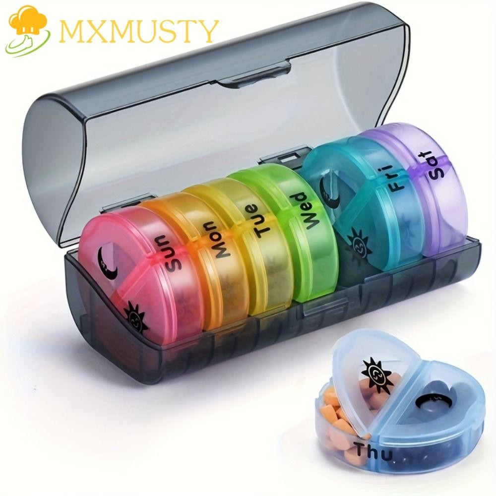 Mxmustyกล่องเก็บวิตามิน,ภาชนะใส่ยาเช้า/นช่อง7วันแยกยาออแกไนเซอร์,ยาออแกไนเซอร์2ครั้งต่อวันพลาสติก14-ตารางทุกวันกล่องยาบ้าน