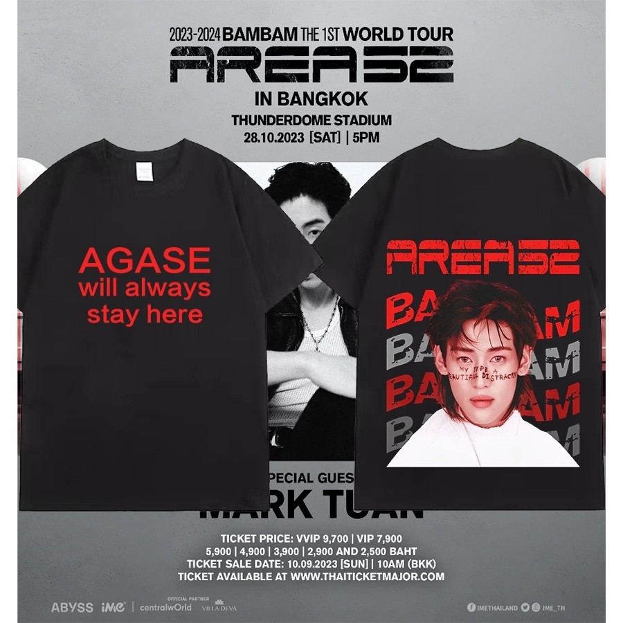 💯 🤗 คอนเสื้อ BamBam KPOP BamBam คอนเสิร์ต เดี่ยวครั้งแรก แบมแบม เสื้อยืดผ้า Cotton 100%