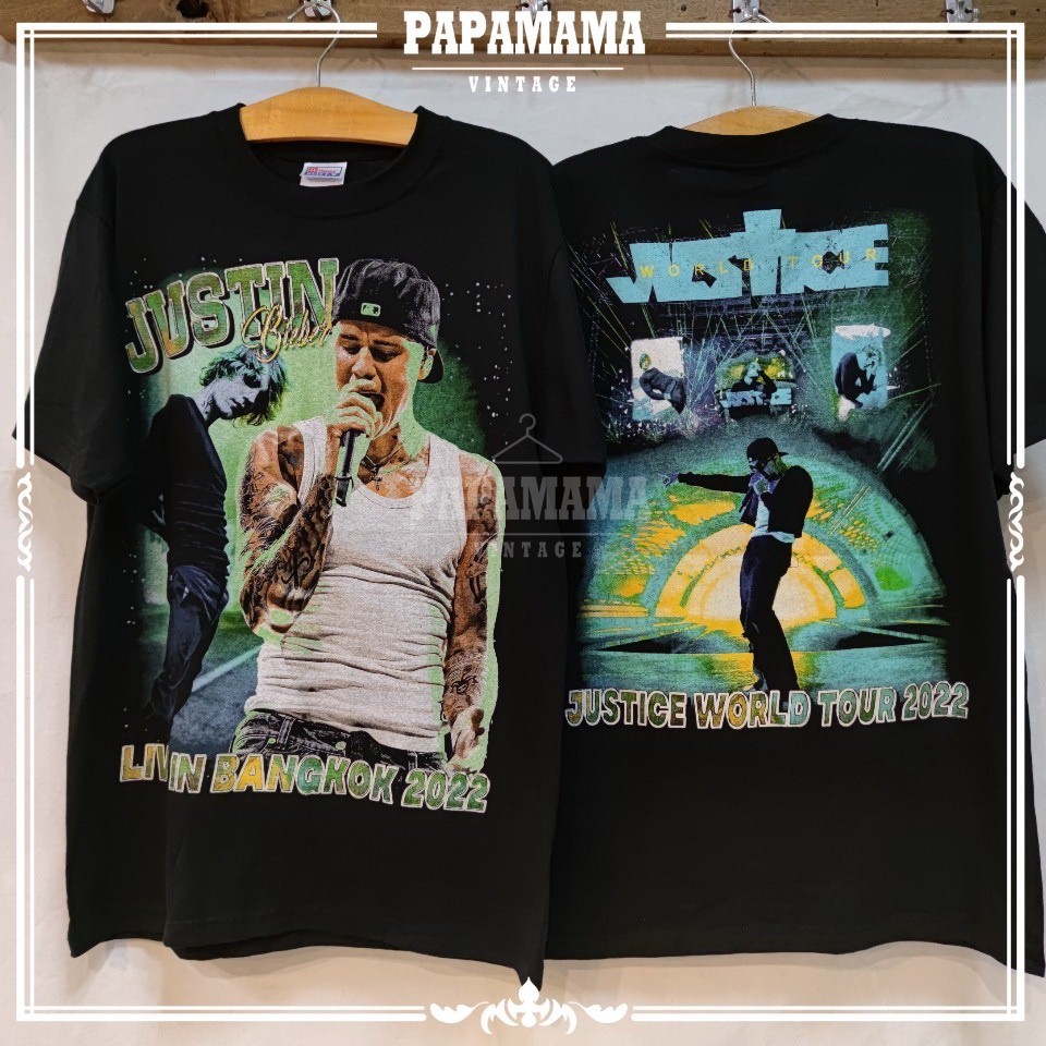 Justin Bieber TOUR LIVE IN BANGKOK 2022 Bootleg เสื้อวง เสื้่อทัวร์ จัสติน บีเบอร์ papamama vintage