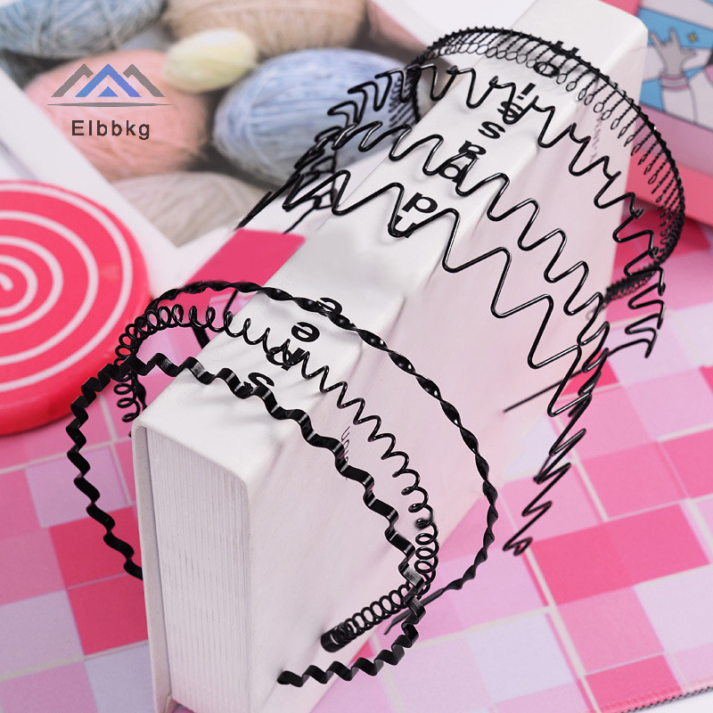 Eibbkg โลหะผู้ชายผู้หญิง Unisex คลื่นสีดําผม Hoop ล้างหน้า 5 มม.กว้างแฟชั่น Simple Sport Hairband อุปกรณ์เสริมผมลดราคา