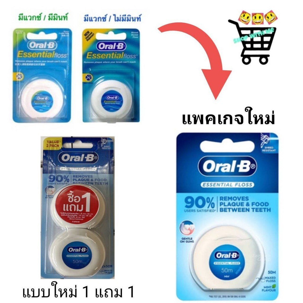 Oral B มีมินท์ ออรัลบี ไหมขัดฟัน เคลือบแว๊กซ์ 50 เมตร