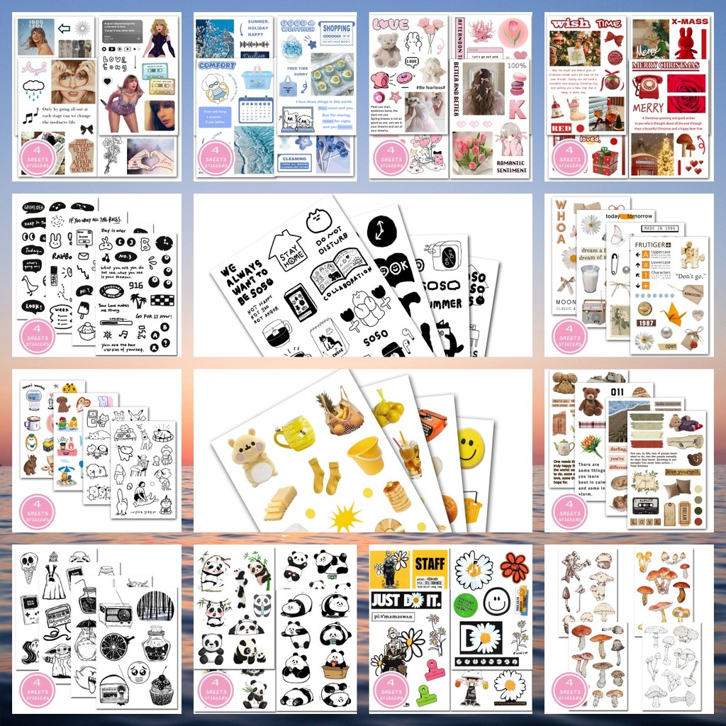 Ready Stockhot 4PCS/SET ข้อมูลจําเพาะ: 10CM * 15CM Cartoon Creative Stickers เหมาะสําหรับพื้นผิวเรียบ เช่นแล็ปท็อป ตู้เย็น โทรศัพท์ ฯลฯ