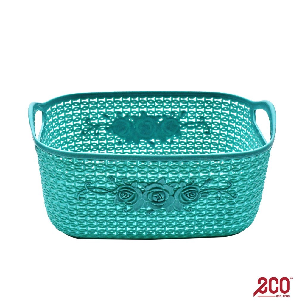 Eco Shop ตะกร้าเก็บของขนาดเล็กอเนกประสงค์พร้อมที่จับ (21 ซม. x 15 ซม. x 9 ซม.)
