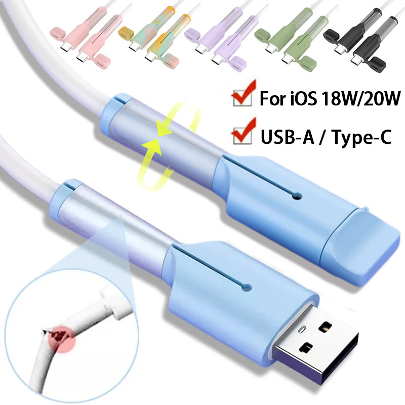 2 ชิ้น/เซ็ต Anti-Break Cable Protective Cover – Universal Cord Winder Protector – สายชาร์จโทรศัพท์ – สําหรับ iOS 18W/20W, USB-A, Type-C – สีลูกกวาด, ซิลิโคน, นุ่ม, ทนทาน ราคา ถูกที่สุด ดีลบีเคเค แกลเลอรีภาพที่ 2